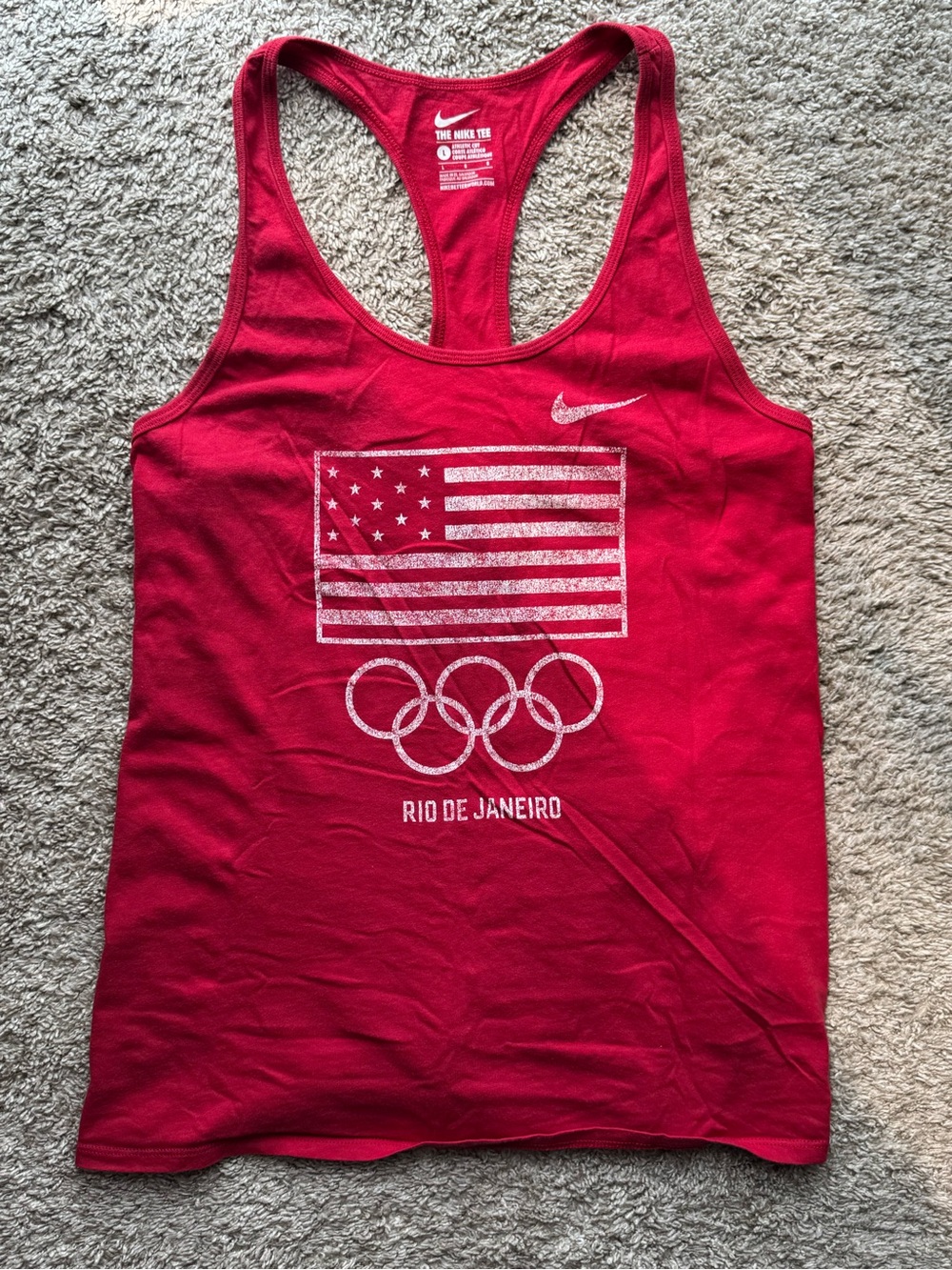 Nike Team USA Olympic Rio 2016 Racerback Tank Top Women’s Large Red Graphic